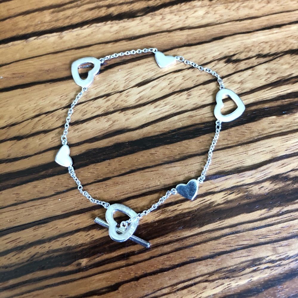 Zales | Sterling silver heart toggle bracelet